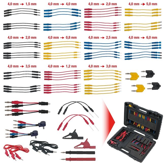KS Tools 12/24V Master diagnostic test and measurement lead set, 92 pcs - 150.0950