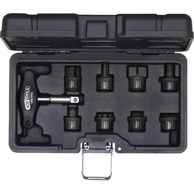KS Tools 3/8" Oil Service Special Profile Set for Plastic Oil Drain Screws, 9 pcs - 150.1040