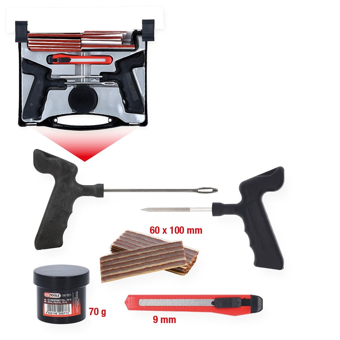 KS Tools Bandvulkaniseerset voor motorvoertuigen - 5 - delig - 100 mm draden - 150.1070, foto 2 van 6