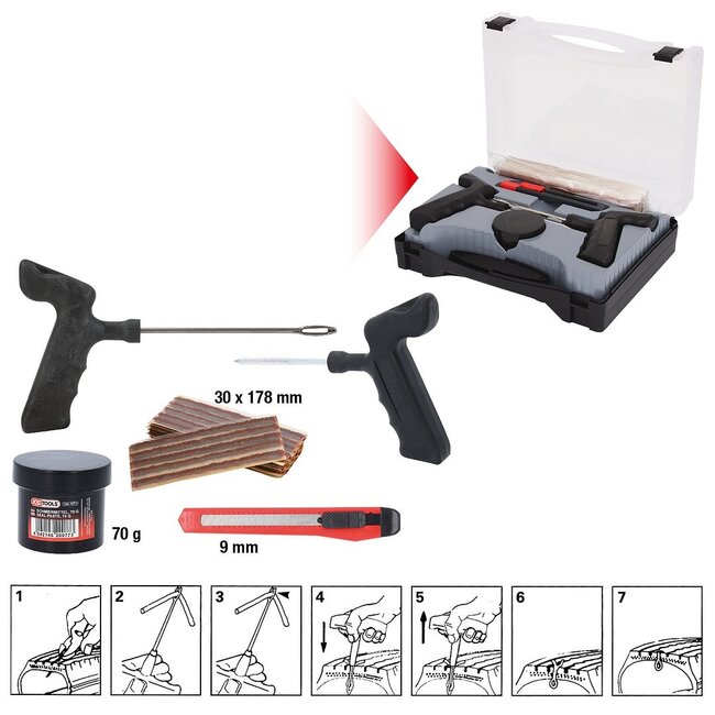 KS Tools Tire vulcanising repair set for commercial vehicles, 5 pcs, 178 mm threads - 150.1080