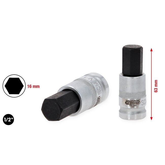 KS Tools 1/2" Bit-dopsleutel binnenzeskant voor HV batterijbevestigingen voor VAG - 16mm - 150.1301