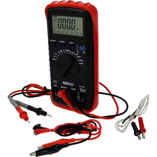 KS Tools Multimètre numérique avec piges de contrôle et pinces croco - 150.1480