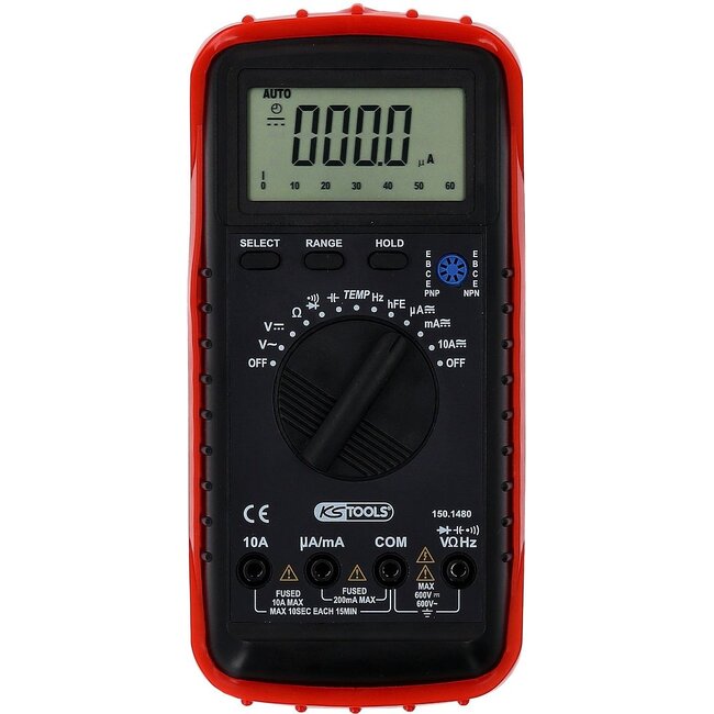 KS Tools Multimètre numérique avec piges de contrôle et pinces croco - 150.1480