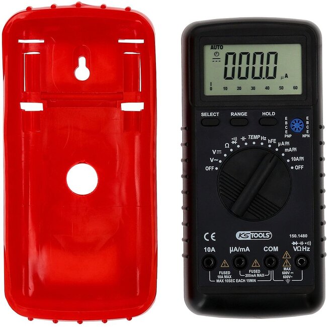 KS Tools Digital multimeter, including test prods and crocodile clamps - 150.1480