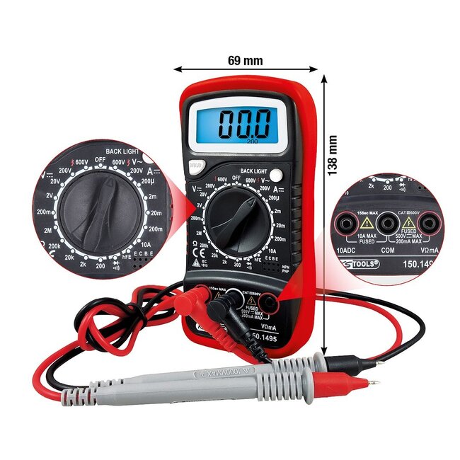 KS Tools Digital Multimeter inkl. Prüfspitzen - 150.1495
