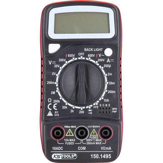KS Tools Digitale multimeter incl. testpennen - 150.1495