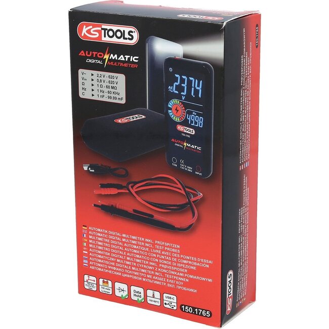 KS Tools Automatic digital multimeter incl. test probes - 150.1765