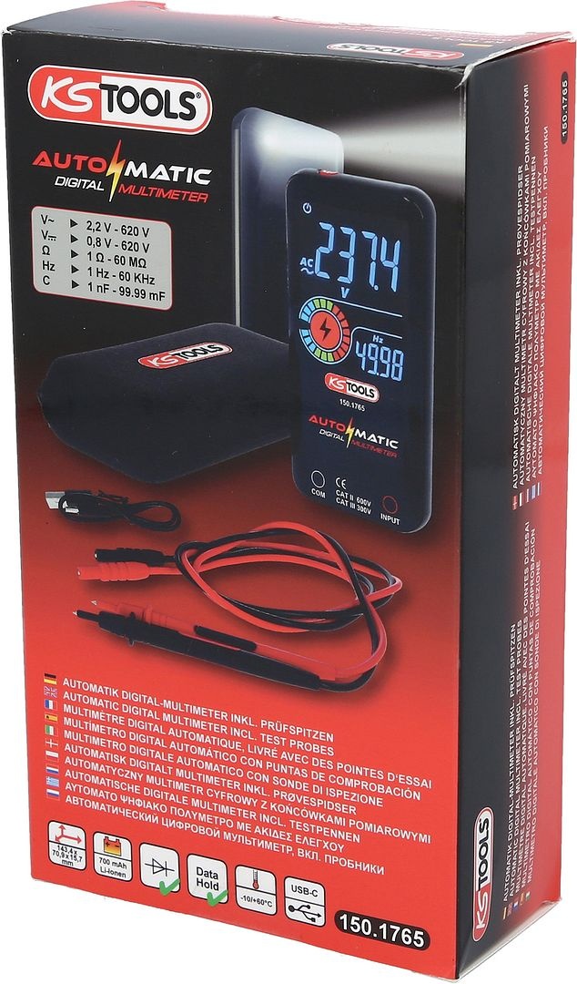 KS Tools Automatische digitale multimeter incl. testpennen - 150.1765, foto 3 van 6