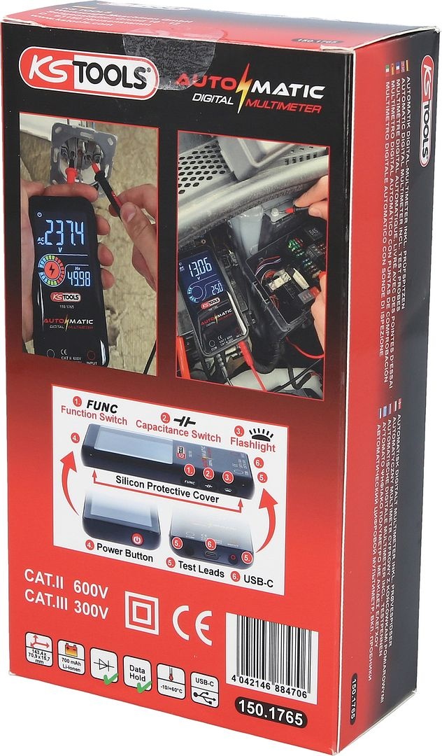 KS Tools Automatische digitale multimeter incl. testpennen - 150.1765, foto 4 van 6