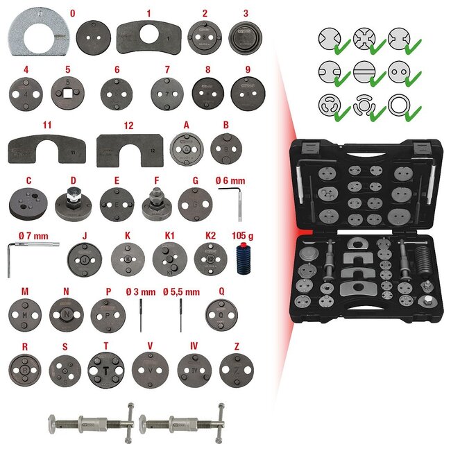 KS Tools Brake piston return tool set, 41 pcs - 150.1970