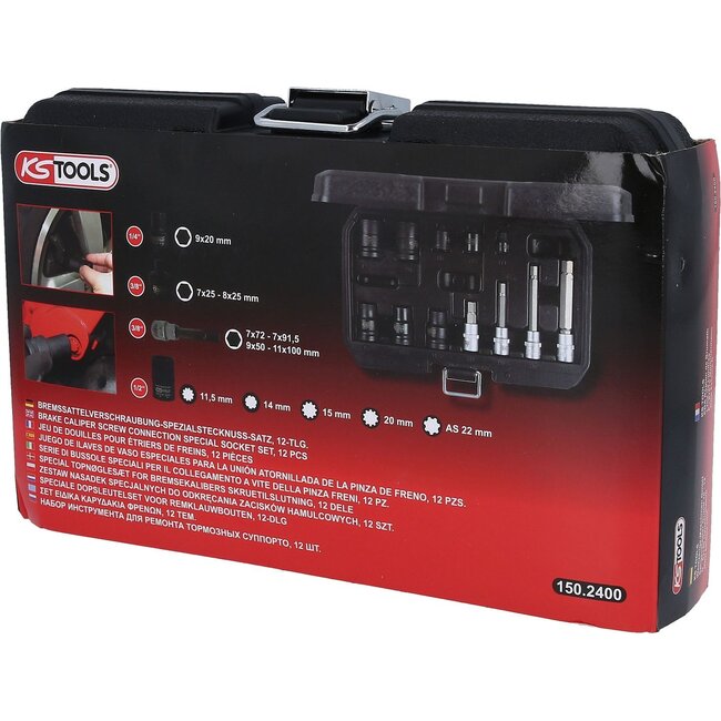 KS Tools Jeu de douilles pour étriers de freins, 12 pcs - 150.2400