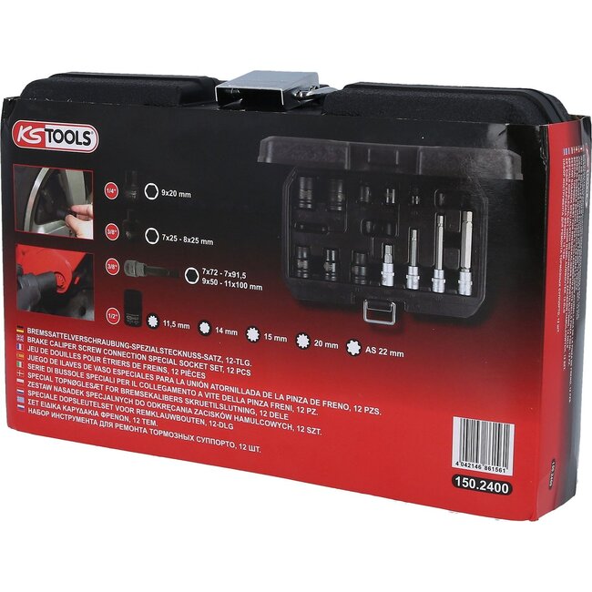 KS Tools Speciale dopsleutelset voor remklauwbouten - 12 - delig - 150.2400