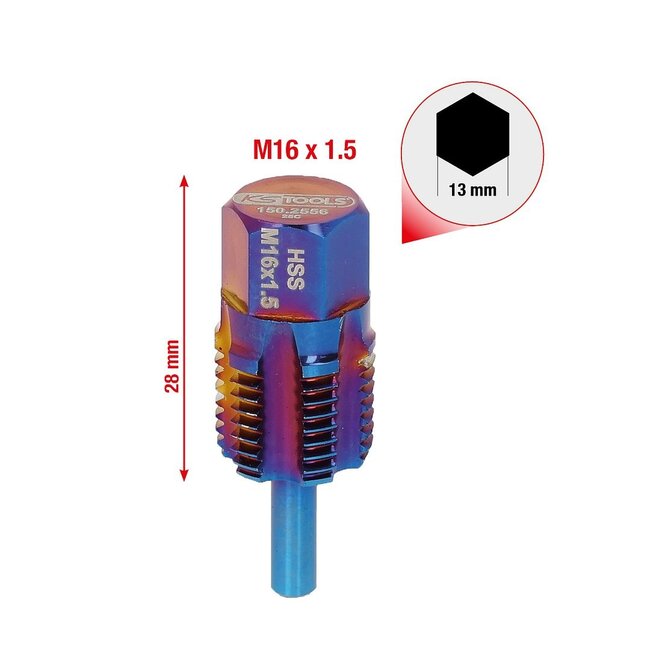 KS Tools Schroefdraadtap met geleidepen voor temperatuursensoren - M16 x 1,5 - 150.2556
