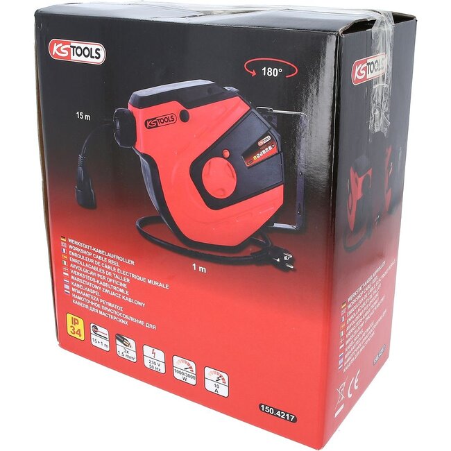 KS Tools Workshop cable reel, 15m, 1,5mm² - 150.4217