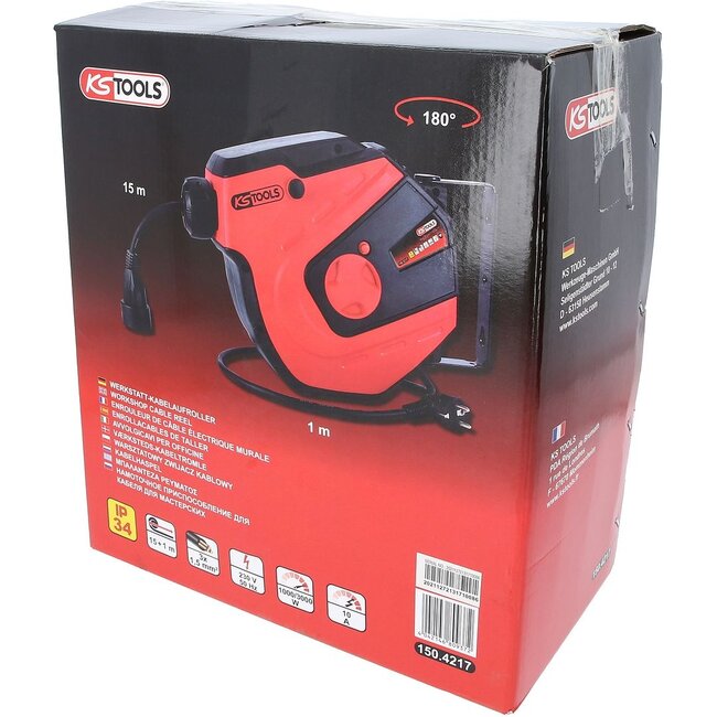 KS Tools Kabelhaspel - 15m - 1,5mm² - 150.4217