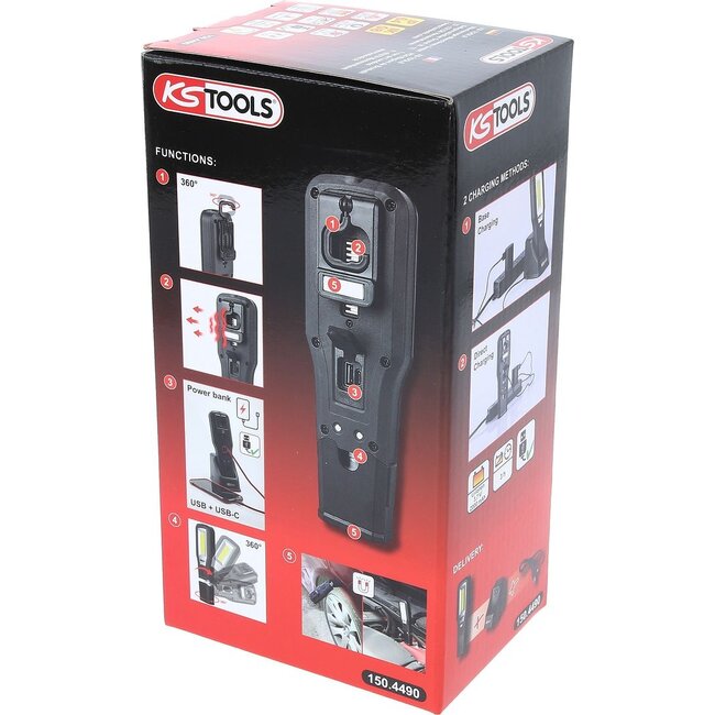 KS Tools Mobiele werkplaatslamp - knikbaar - 550 lumen - 150.4490