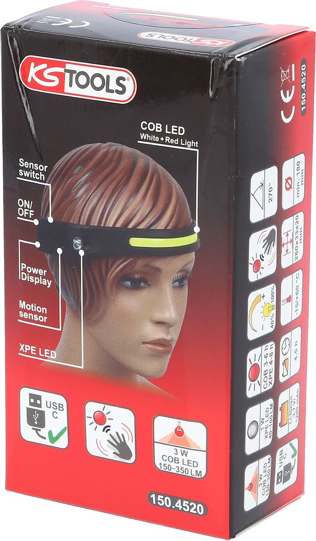 KS Tools 270 ° outdoorhoofdlamp met bewegingssensor - 150.4520, foto 4 van 6