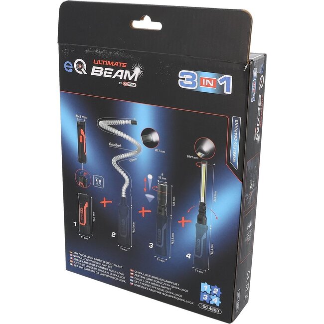 KS Tools Jeu de lampes de chantier Quick-Lock eQi UltimateBEAM, 4 pcs - 150.4600