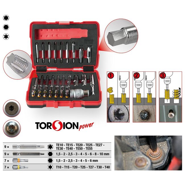 KS Tools 1/4" + 10 mm Torx- en inbusboutuitdraaiset - 34 - delig - 150.7060