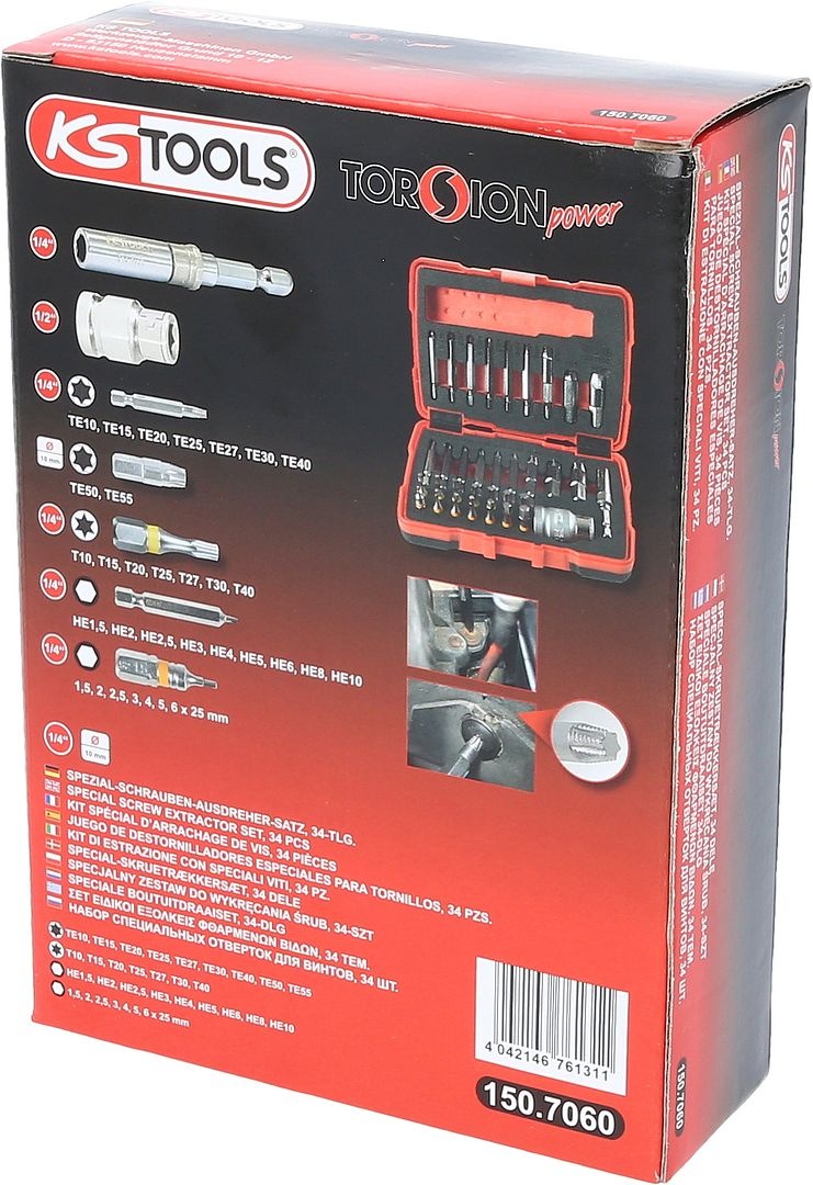 KS Tools 1/4" + 10 mm Torx- en inbusboutuitdraaiset - 34 - delig - 150.7060, foto 5 van 6