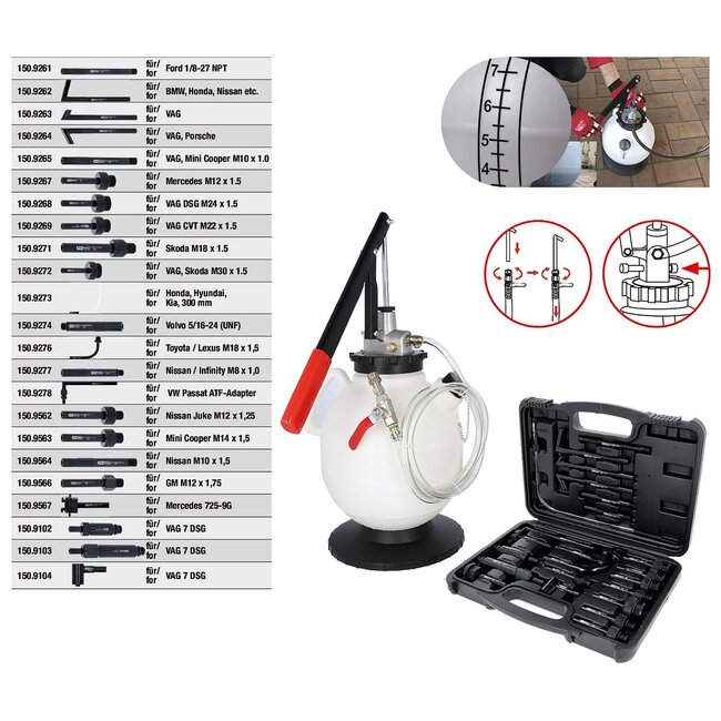 KS Tools Universal transmission oil filling system set incl. 23 pcs adapter set - 150.9105