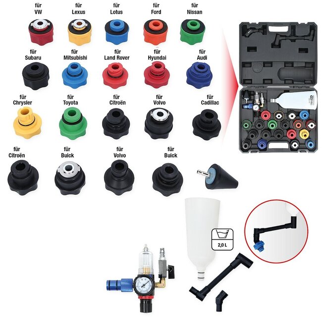 KS Tools MASTER Jeu d'entonnoirs de remplissage d'huile avec raccord pivotant, 24 pcs - 150.9130