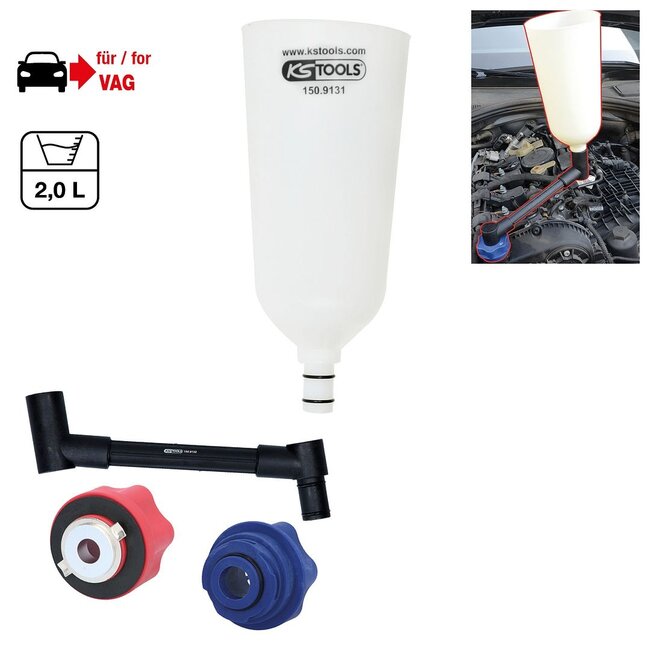 KS Tools Jeu d'entonnoirs de remplissage d'huile avec raccord pivotant pour VAG, 4 pcs - 150.9155