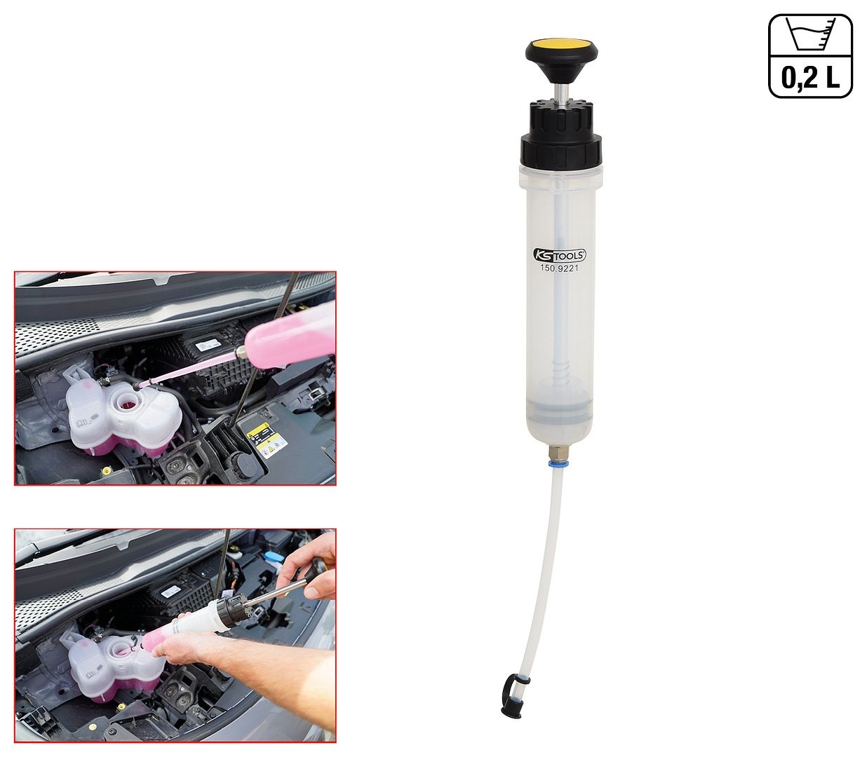 KS Tools Afzuig- en vulhandpomp - 0,2 liter - 150.9221, foto 2 van 5