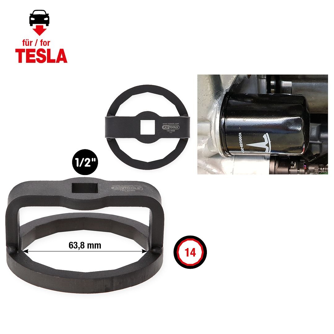KS Tools 1/2" oliefiltersleutel voor Tesla Ø 63,8 mm / 14 vlakken - 150.9469, foto 2 van 6
