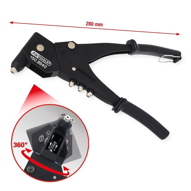 KS Tools Pince à riveter à tête pivotante, 280mm - 150.9540
