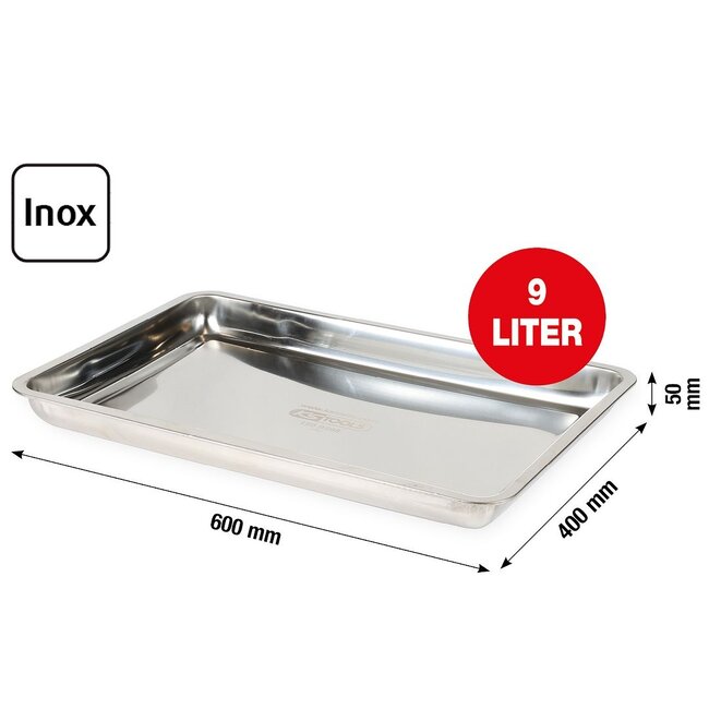 KS Tools Stainless steel drip tray 9 liter, extra flat - 150.9598
