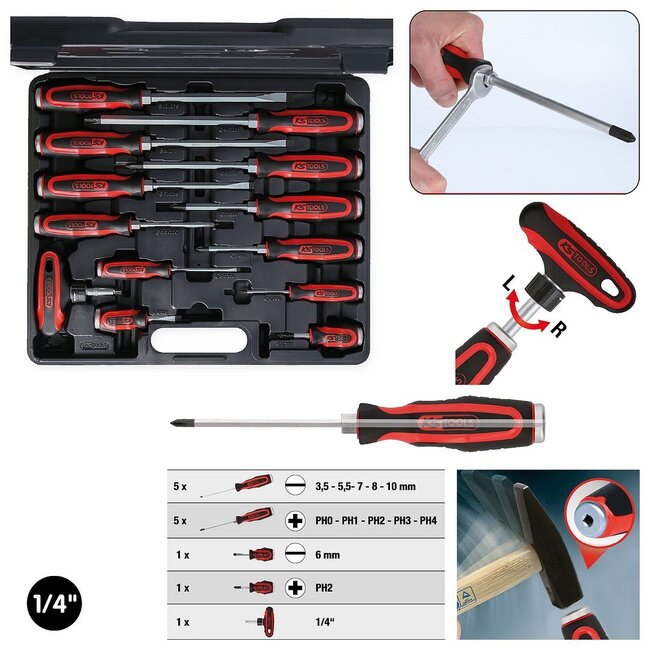 KS Tools ERGOTORQUEmax hammer cap screwdriver set, 13 pcs - 151.1150