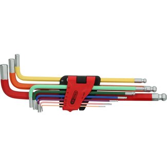 KS Tools Jeu de clés mâles coudées à six pans creux et tête sphérique, extra longues, 9 pcs