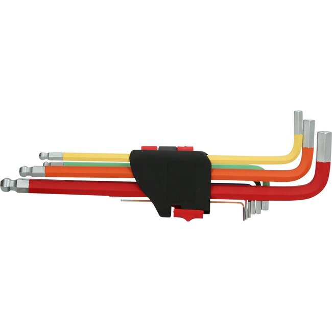 KS Tools Kugelkopf-Innensechskant-Winkelstiftschlüssel-Satz, extra lang, 9-tlg - 151.4420