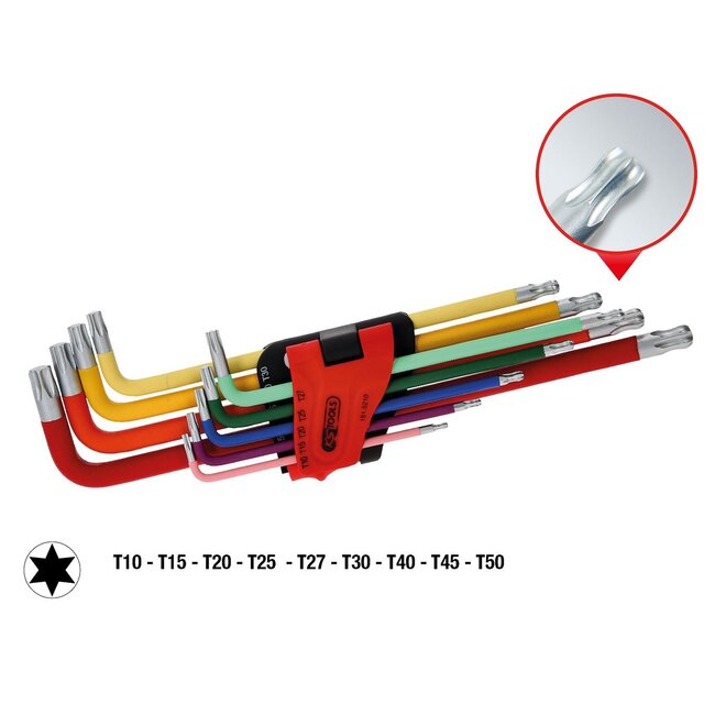 KS Tools Kugelkopf-Torx-Winkelstiftschlüssel-Satz, extra lang, 9-tlg - 151.5210