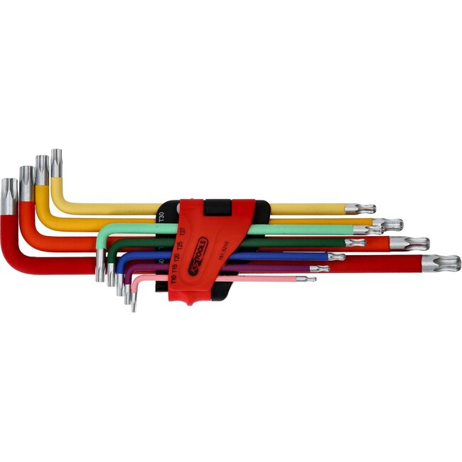KS Tools Kugelkopf-Torx-Winkelstiftschlüssel-Satz, extra lang, 9-tlg - 151.5210