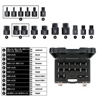 KS Tools Jeu d’adaptateurs à visser pour extracteur d’injecteur, 16 pcs