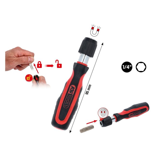 KS Tools 1/4" Mini-Bit Schraubendreher mit Schnellveriegelung - 159.1172