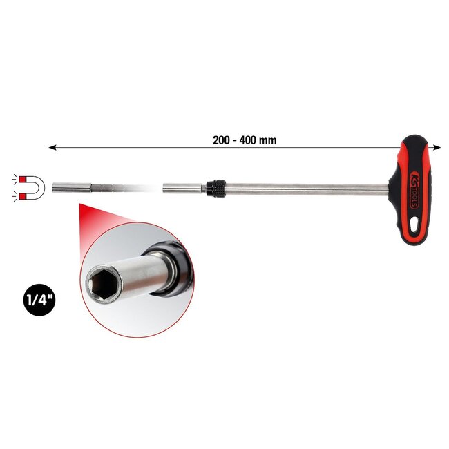 KS Tools 1/4" Teleskop-Bithalter mit T-Griff - 159.1175