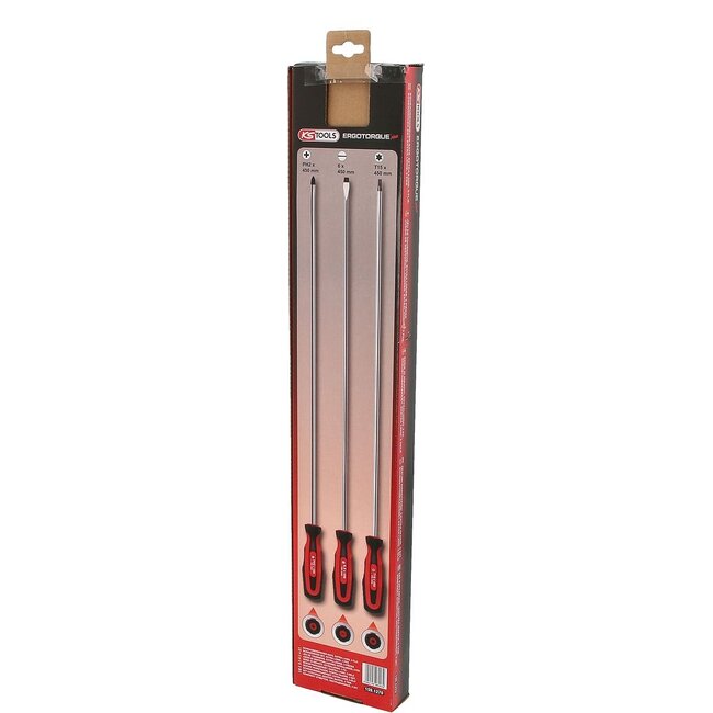 KS Tools ERGOTORQUEplus Schroevendraaierset - sleufkop - PH - Torx - 3 - delig extra lang - 159.1270
