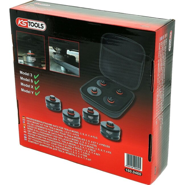 KS Tools Jeu de logements pour cric pour Tesla modèles 3, S, X et Y, 4 pcs - 160.0460