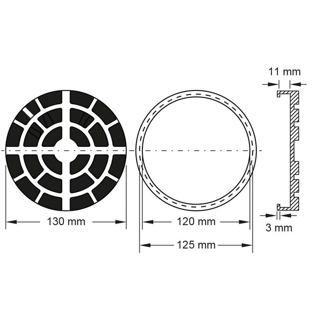KS Tools Rubber pad 10 for Ravaglioli / Sirio / Space lifting platforms, 130 mm diameter - 160.0472