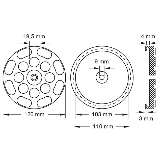KS Tools Rubberschotel 12 voor J.A. Becker / ATH / HOFMANN / Herrmann hefbruggen Ø 120 mm - 160.0474