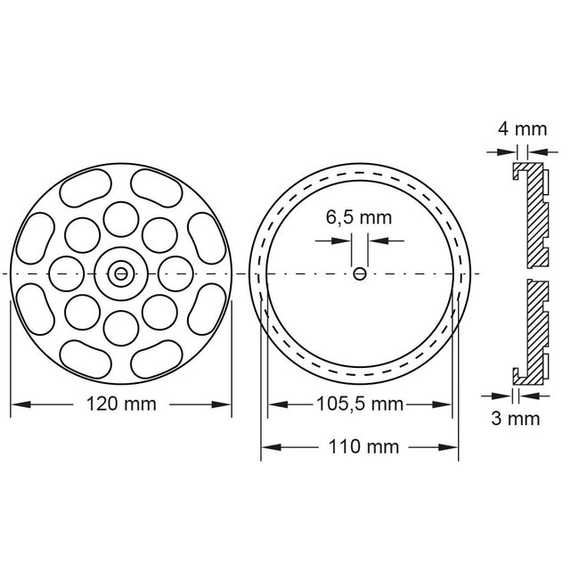 KS Tools Rubber pad 13 for J.A. Becker / ATH / HOFMANN / Herrmann lifting platforms, 120 mm diameter - 160.0475