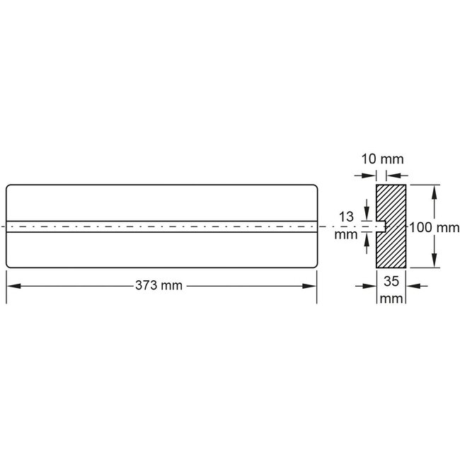 KS Tools Rubberonderlegger 09 met groef voor hefbruggen - 373 x 100 x 35 mm  - 160.0484