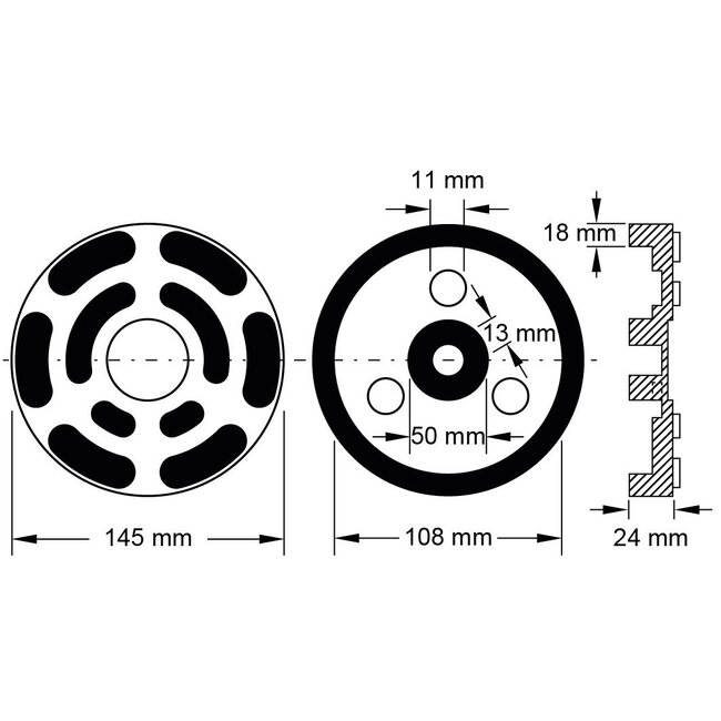 KS Tools Tampon en caoutchouc 17 pour ponts élévateurs Ravaglioli / OMCN, Ø 145 mm - 160.0493