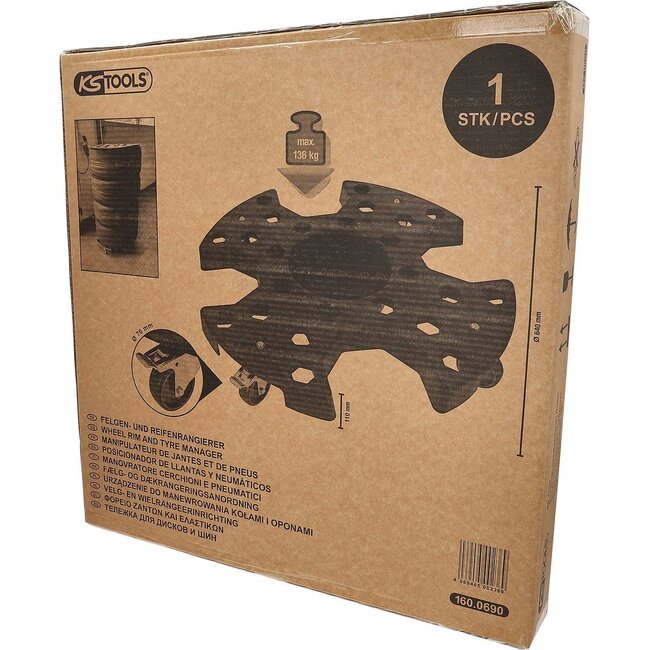 KS Tools Manipulateur de jantes et pneus, force 136 kg, Ø 640 mm - 160.0690