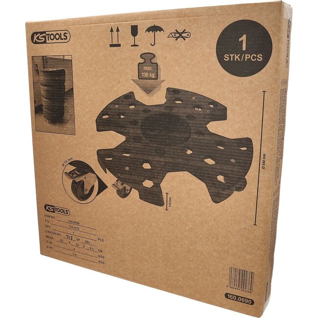 KS Tools Velg- en wielrangeerinrichting - draagvermogen 136 kg Ø 640 mm - 160.0690