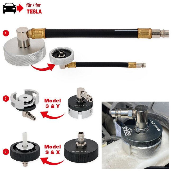 KS Tools Brake bleeding adapter set for Tesla, 3-pcs - 160.0695