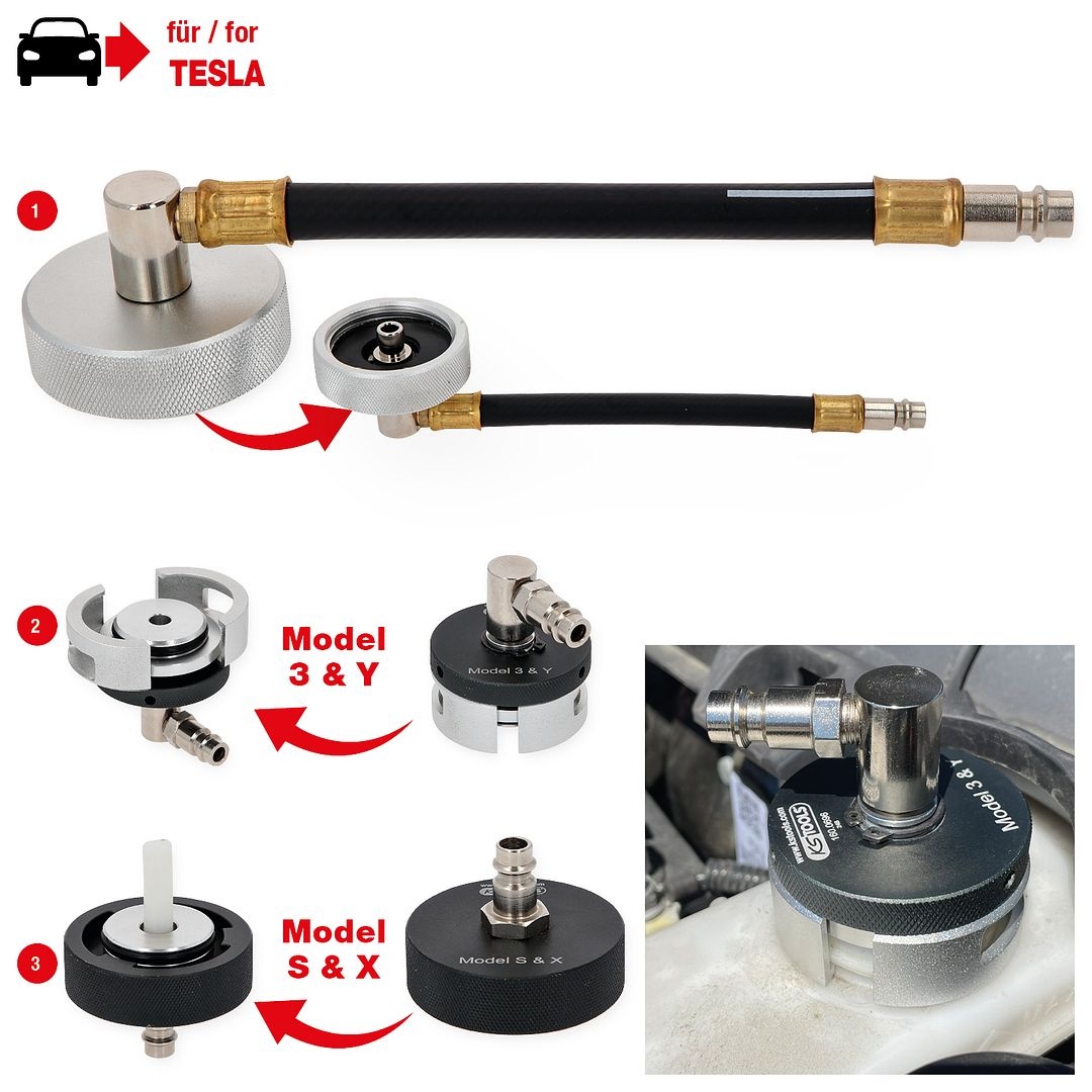 KS Tools Adapterset voor remontluchting voor Tesla - 3 - delig - 160.0695, foto 2 van 6